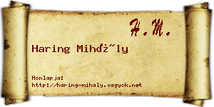 Haring Mihály névjegykártya